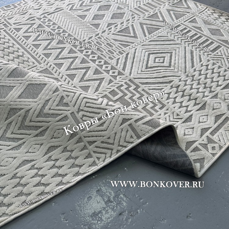 Ковер для гостиной из артшелка дизайн 65 Белый