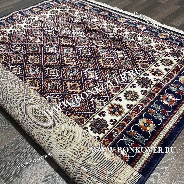 Ковер с восточным орнаментом Дизайн 02 Синий Прямоугольный